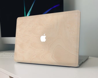 Natural Wood MacBook Cover, Handmade Wooden Laptop Skin, Minimalist Protective Sticker, Eco-Friendly Gift for Apple Users, Christmas Gift