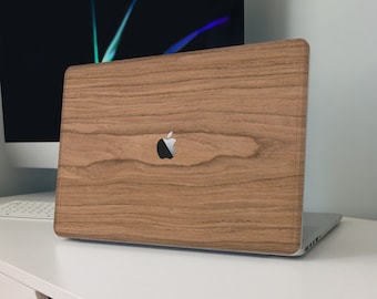 Funda de madera natural auténtica para MacBook, Adhesivo de madera de nogal para MacBook, Vinilo de madera para MacBook Pro, Pegatina de madera para MacBook, Funda ecológica para MacBook Air