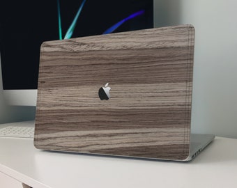 Oak Wood MacBook Skin, Real Wooden Laptop Sticker, Natural Gray Decal for Air Pro 13 14 15 16 Inch, Protective Sticker Case, Gift for Him