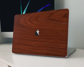 Mahogany MacBook Skin, Eco Wood Laptop Cover, Protective Shell Wrap