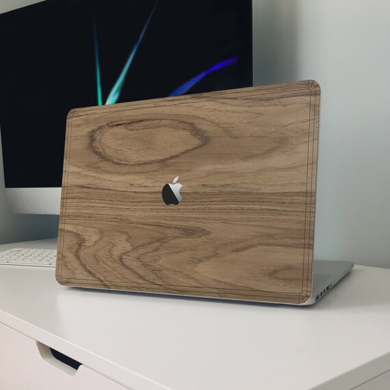 Real Walnut Wood MacBook Skin, Slim Eco Laptop Cover, Handmade Natural Decal, Walnut Wood MacBook Case, Minimalist Laptop Protection