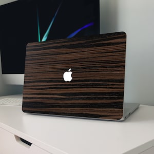 Ebony Wood MacBook Skin, Dark Wood Cover, Real Wood Decal, Natural Wood Laptop Skin, Skin Gift for Him, Stylish Protective Laptop Skin