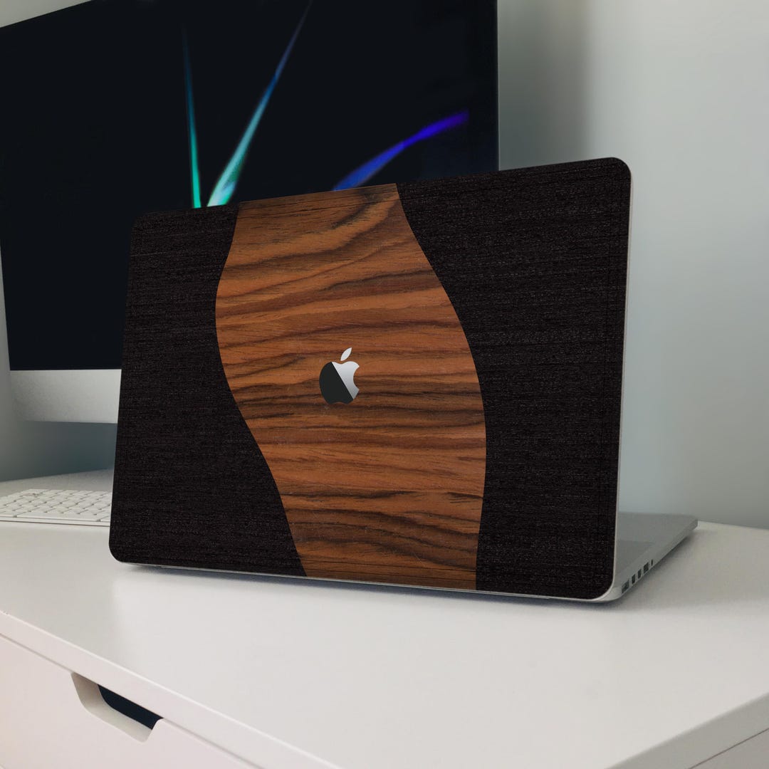 Walnut Computer Case Dark Walnut Laptop Skin, MacBook Air Wooden Case, MacBook Pro 13 14 15 ...