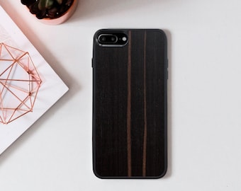 Wooden Phone Cover, Dark Wood iPhone Case, Minimalist Design, Men's Gift, Protective Silicone Bumper Compatible with iPhone Pro Max XR X XS
