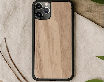Wood iPhone Case, Handmade Wooden Phone Cover, Eco-Friendly Slim Protective Case with Natural Wood Grain Design, Christmas Gift