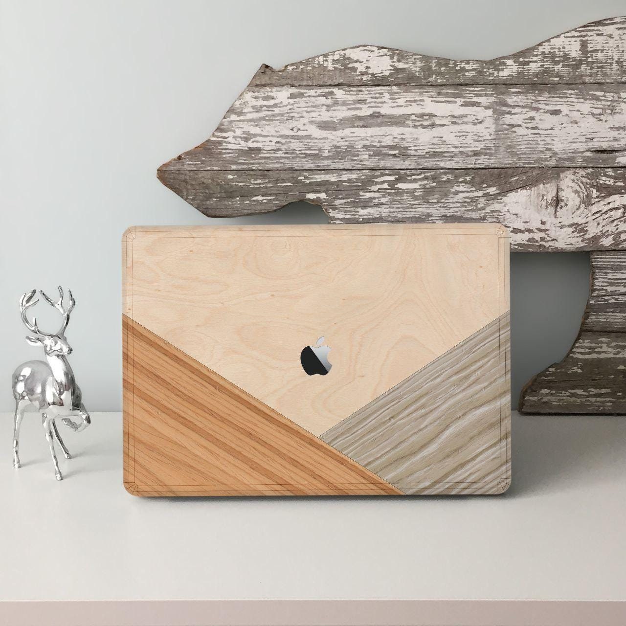 MacBook Wood Skin, Geometric MacBook Cover, Eco-Friendly Protector for Multiple Models, Real Wood Laptop Cover, Unique Tech Accessory Gift
