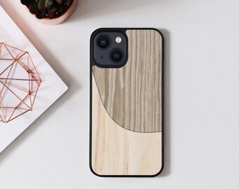 Protective Phone Cover, Natural Wood and Silicone iPhone Case, Rustic Wooden Phone Case, Gift for Tech Lovers, Available in Multiple Sizes