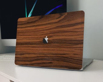 Wolf in the Woods Walnut Wood Macbook Wood Cover Mac Skin for gift for Apple Mac Air Pro 11 12 13 15 16 inch Minimal