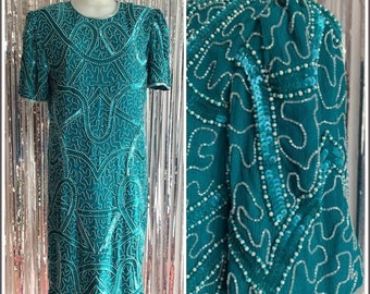 80s Vintage Teal Jewel Queen Dress | NEVER WORN