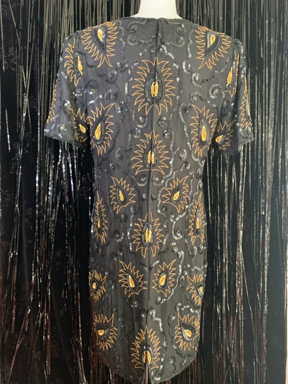 Vintage 80s Black Sequin Dress - image 4
