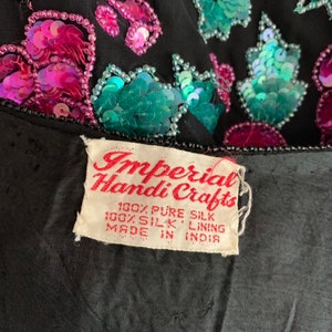 Vintage Black top with sequin roses and leaves image 7