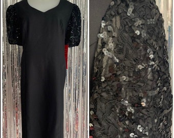 80s Vintage  Dress with sequined sleeves