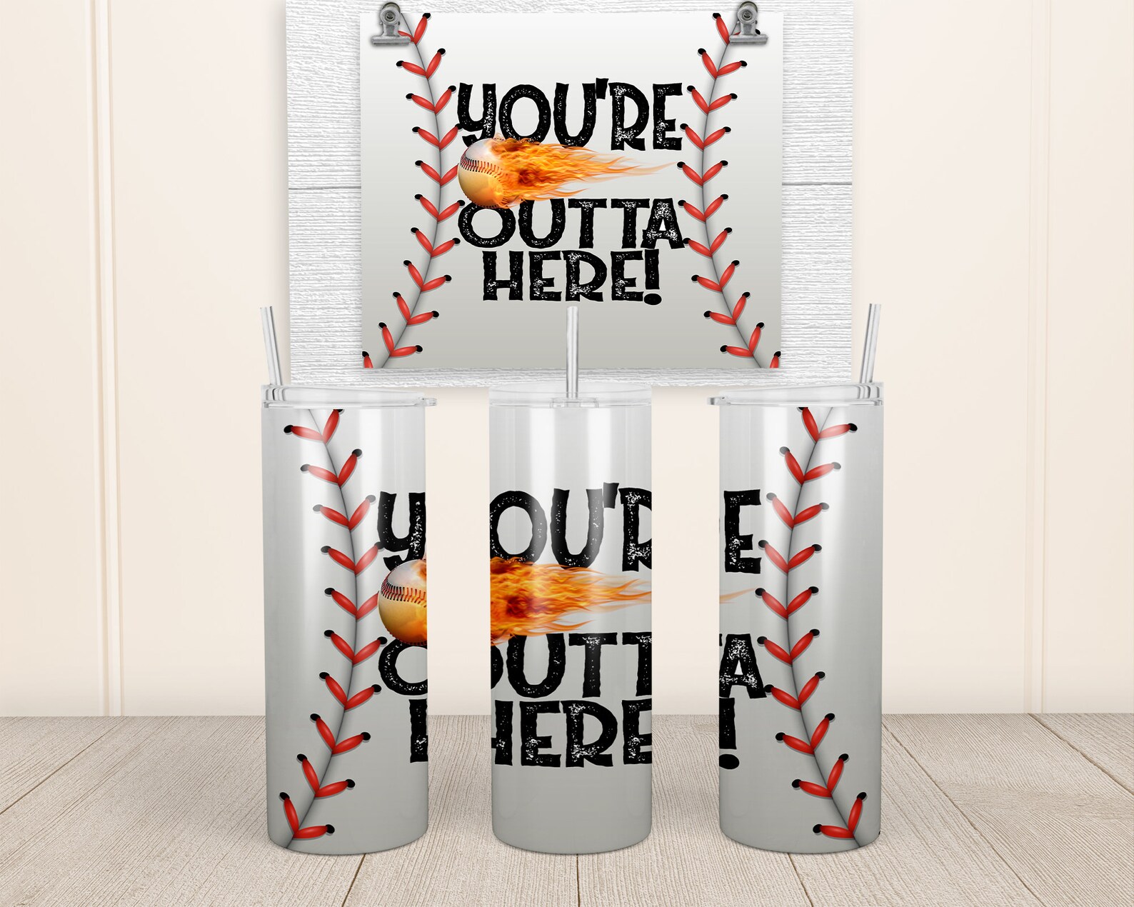 Baseball Tumbler Design Sublimation You're Outta Here Etsy