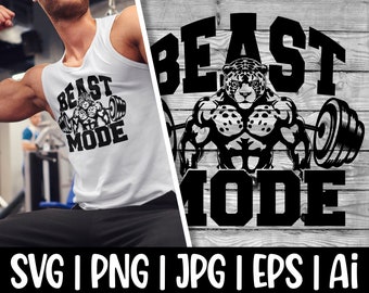 Beast Mode, Exercise Sv g, Svg Files ForCricut, Workout Svg, Work Out Png, Gym Svg, Muscular Leopard Png, Workout Svg Files For Cricut