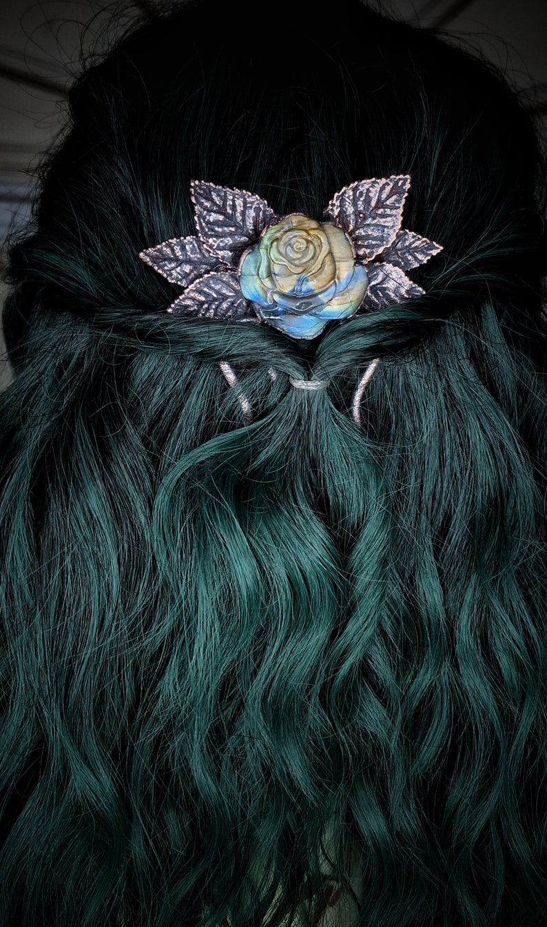 Fourche à cheveux labradorite rose cuivré image 4