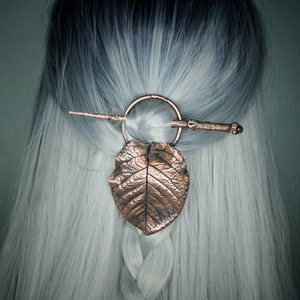 Copper leaf hair pin