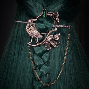 Copper Raven hair pin
