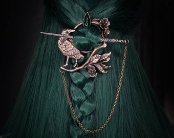 Copper Raven hair pin