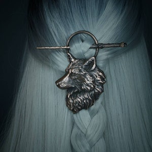 Copper Wolf hair pin