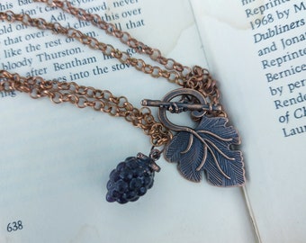 Fluorite Black Berry copper necklace