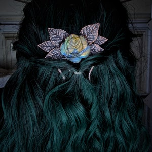 Horquilla para el cabello de cobre rosa y labradorita