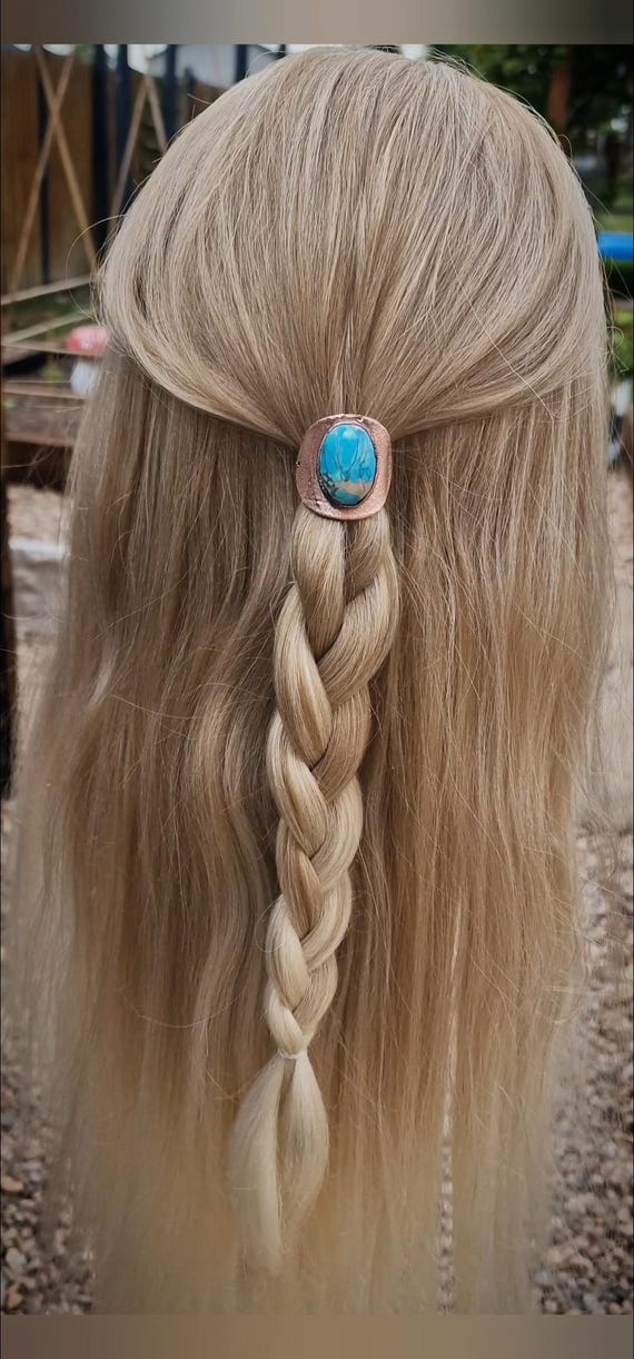 Turquoise and Copper Hair braid Accessory Turquoise Copper Dreadlock Bead: Boho Braid Accessory - Etsy main image 3