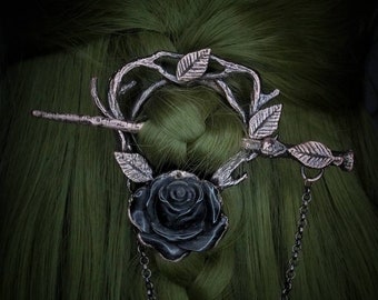 Silver Sheen Obsidian Hair Pin/ Brooch / Necklace - Etsy