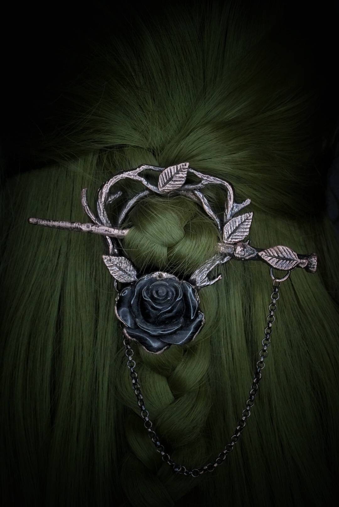 Silver Sheen Obsidian Hair Pin/ Brooch / Necklace - Etsy