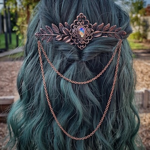 Copper crystal handmade hair comb