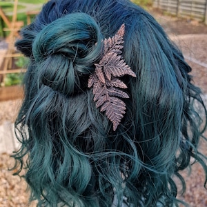 Copper Fern leaf hair fork celtic hair pin - Celtic Hair Pin – Forest Witch Bun Fork – Handmade Copper fern Pin –