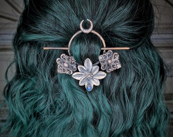 Moonstone warm copper handmade hair pin