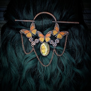 Butterfly Labradorite hair pin