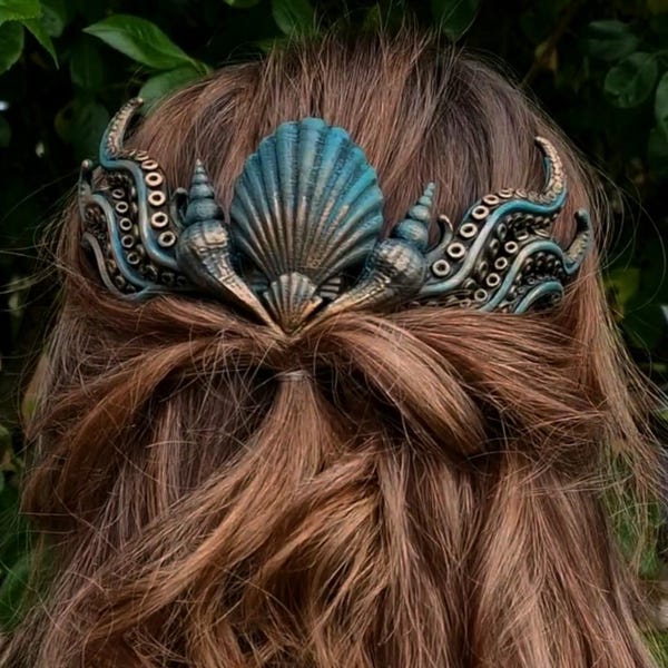 Deep Sea Witch Crown – Shell & Tentacle Hair Crown with Hidden Hoops