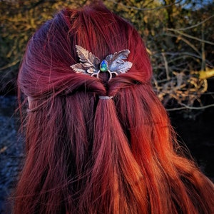 Real Fern leaf Copper crystal hair fork