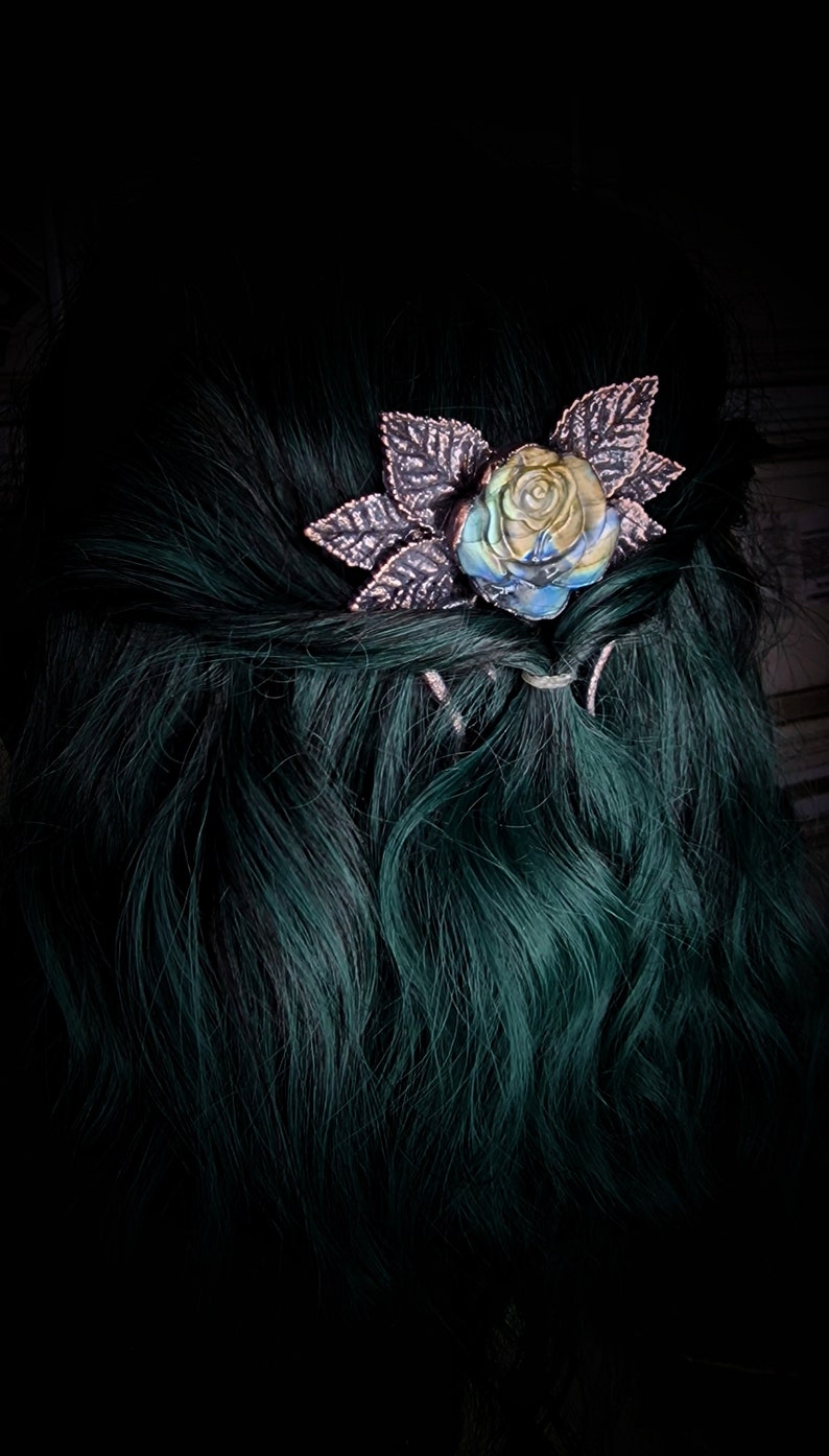 Fourche à cheveux labradorite rose cuivré image 3