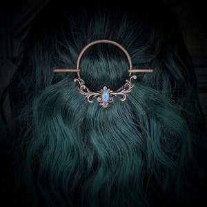 Copper Made to order Moonstone hair pin/ brooch