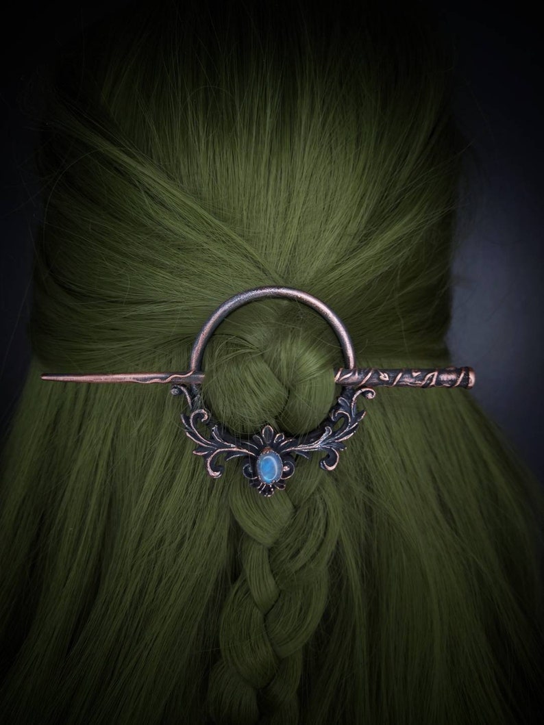 Copper Made to order Moonstone hair pin/ brooch 
