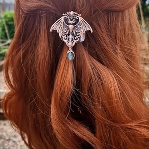 Copper Labradorite Bat Hair Cuff | Gothic Woodland Hair Jewellery