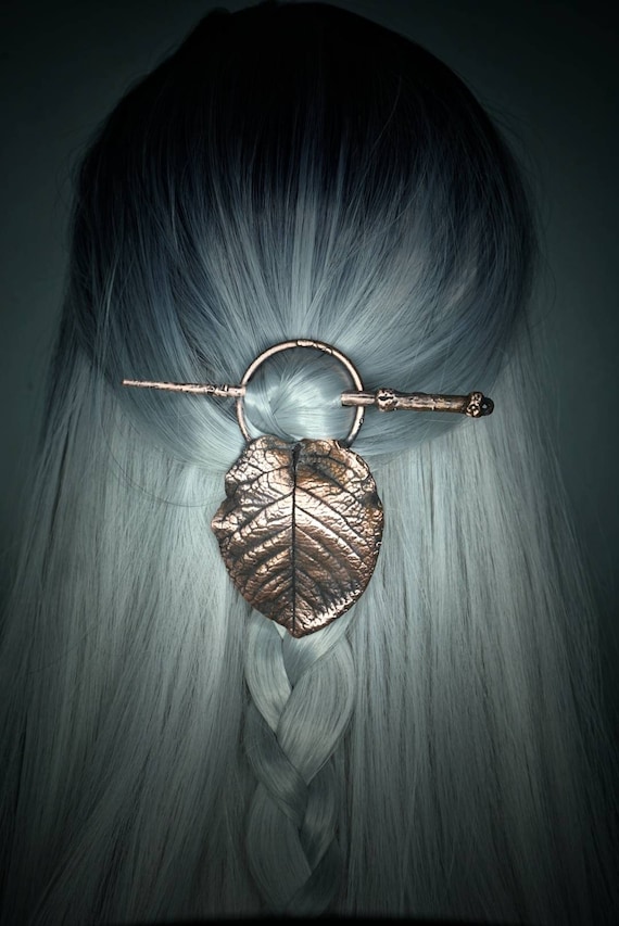 Copper Leaf Hair Clip Copper Leaf Hair Clip: Rustic Botanical Hair Accessory With  main image 3