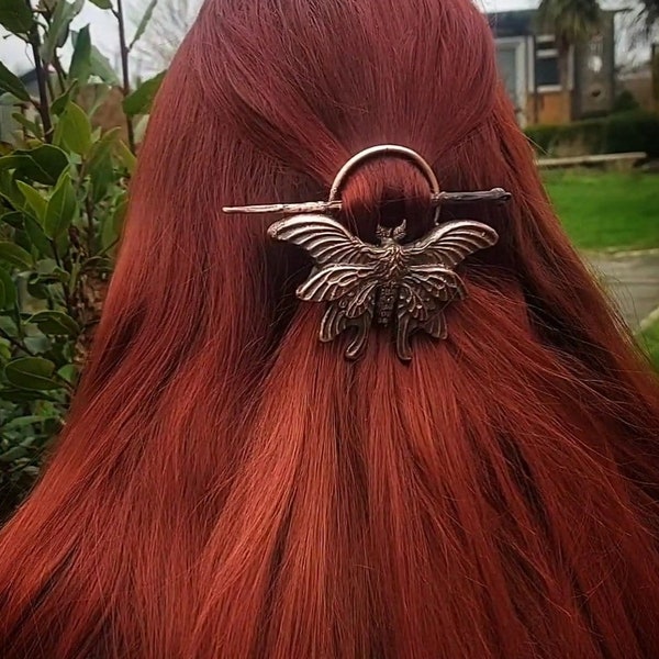 Copper Made to order Fantasy Moth hair pin / brooch