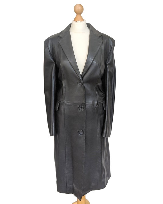 Vintage 1980s Mondi Black Luxury Leather Coat