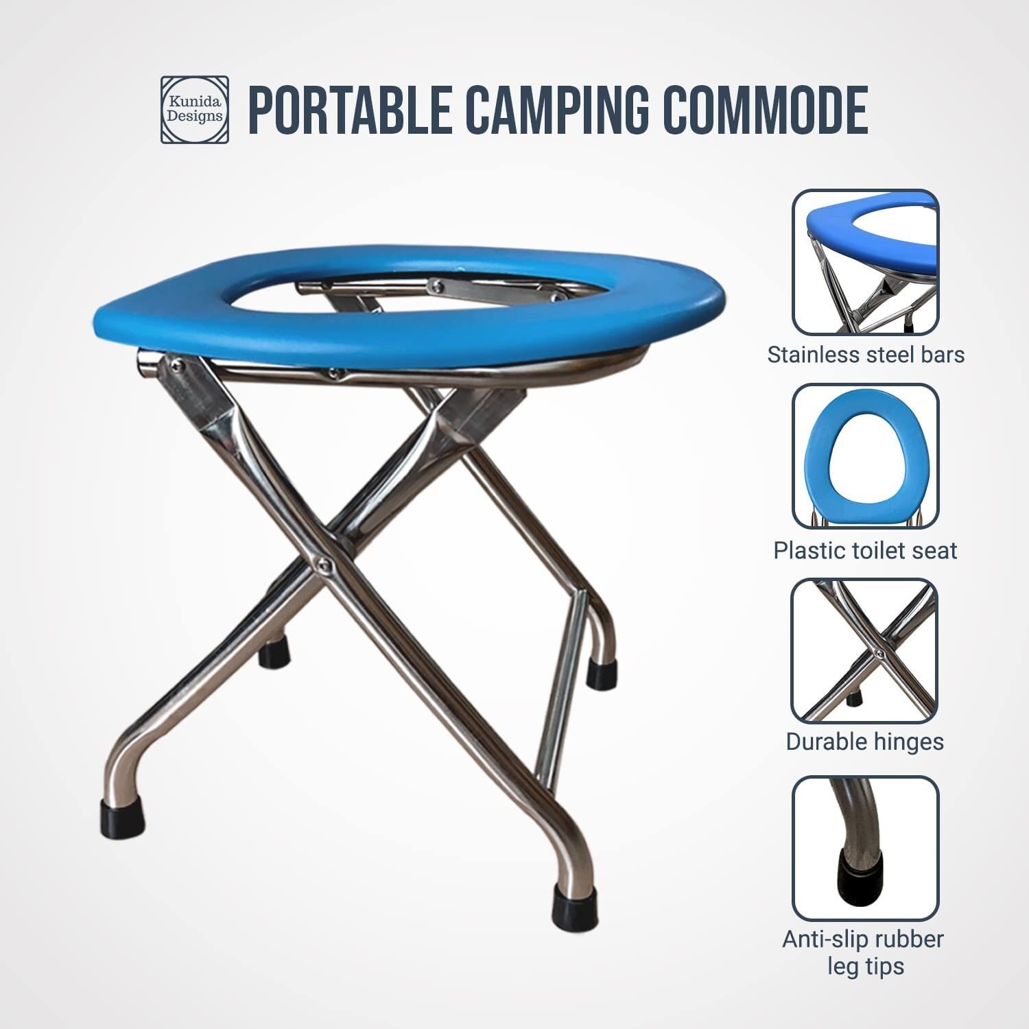 Portable Toilet Commode Yoni Steam Seat Foldable Porta Potty for Camping Kunida Designs Lightweight Folding Toilet Seat Outdoor Camping Toilet Chair 