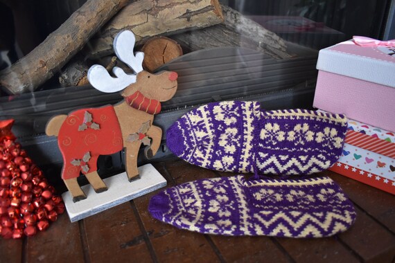 Vintage Socks, Knitted Slippers, Knitted socks, Ha
