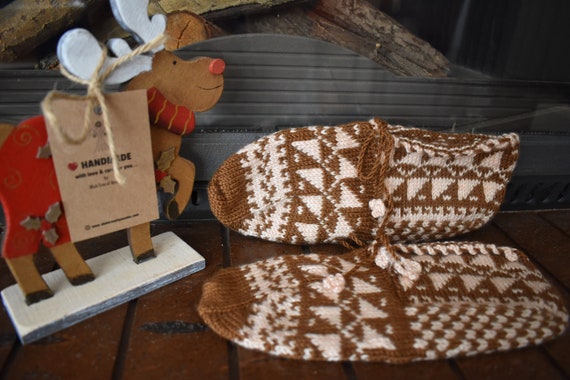 Vintage Socks, Knitted Slippers, Knitted socks, Ha