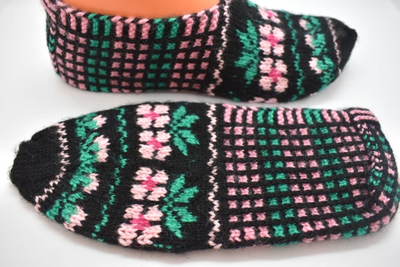 Vintage Socks, Knitted Slippers, Knitted socks, H… - image 2