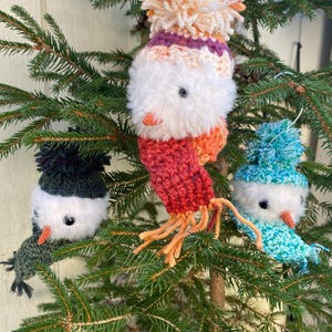 Naturally scented crochet snowman ornament