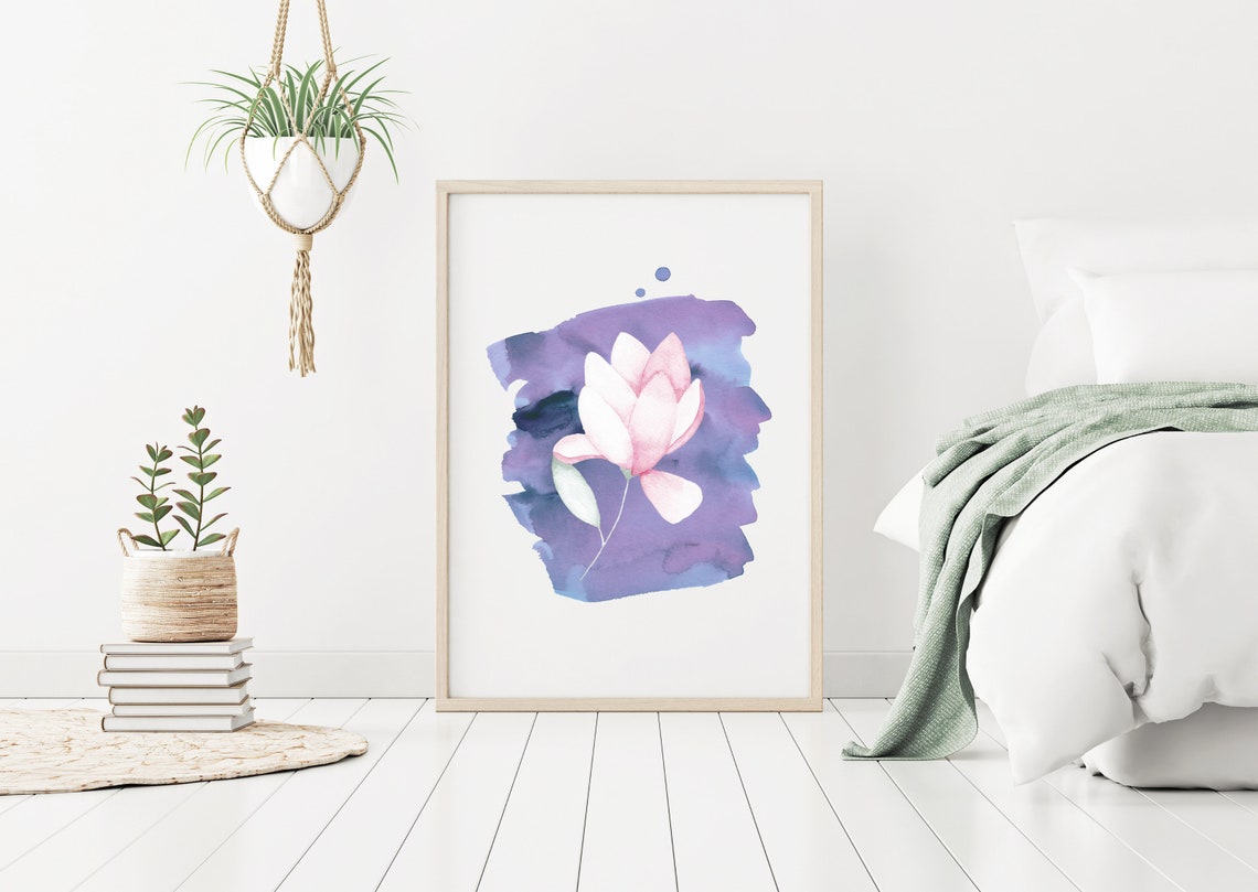 Pink and Purple Flower Wall Print Girly Art Prints Botanical Etsy