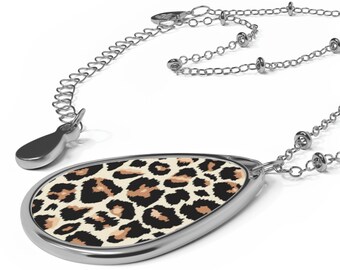 Cheetah Print Oval Necklace