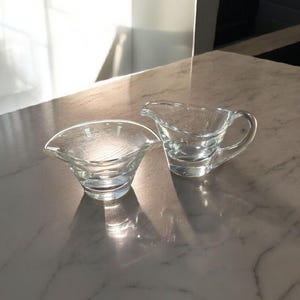 Vintage Small Crystal Clear Glass Creamer And Sugar Bowl Set