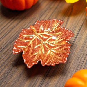Handmade Resin Maple Leaf Bowl: Autumn Decor Trinket Dish